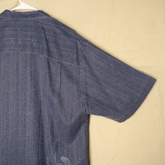 Tommy Bahama 100% Silk Camp Shirt Button Front Blue Tropical Short Sleeves XL - Picture 7 of 11